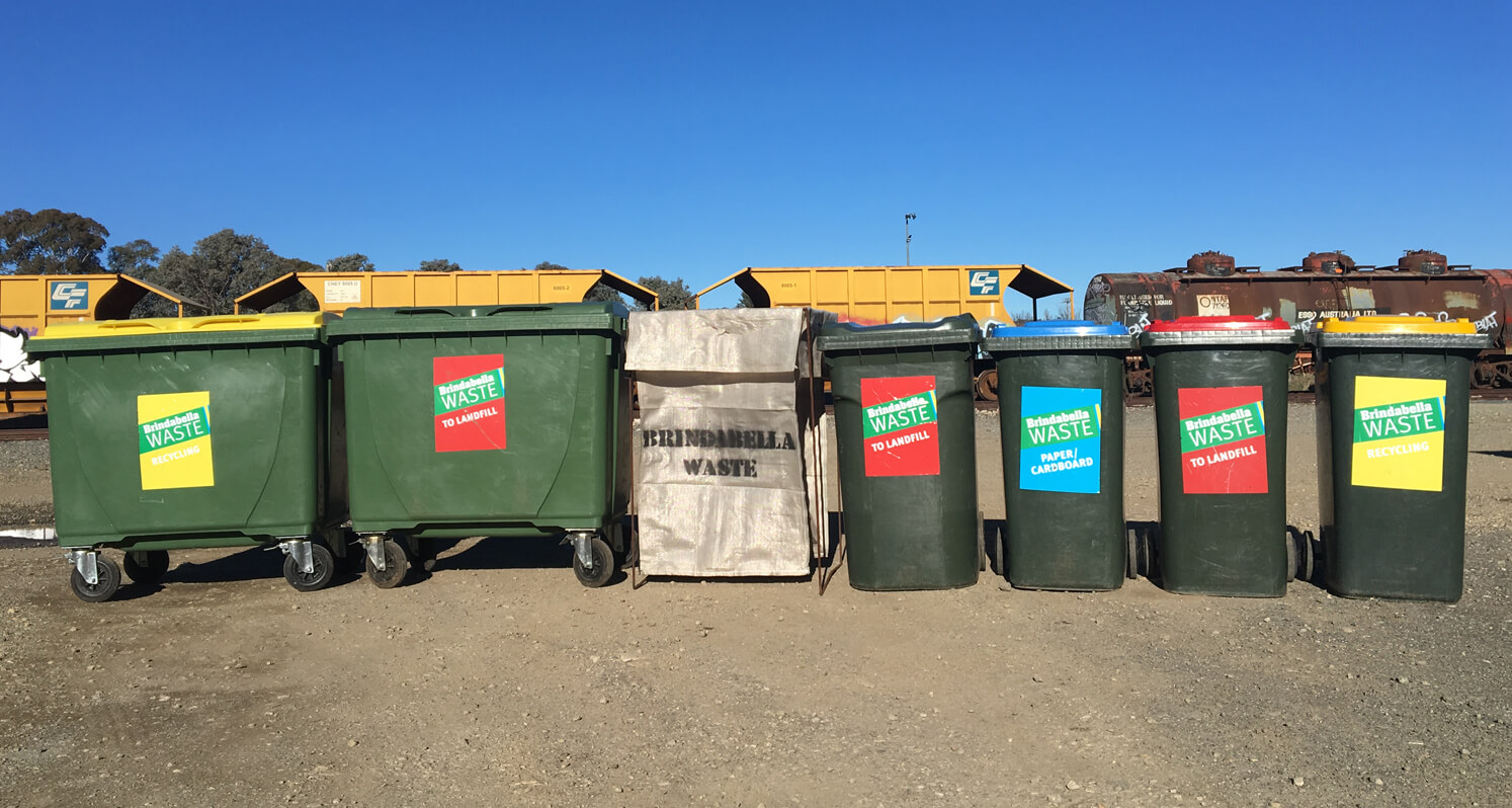 Brindabella waste separated recycling bins